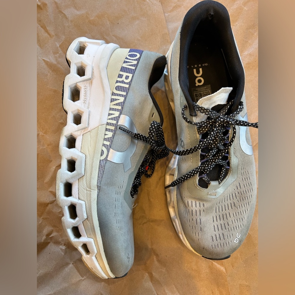 On Running Women's Gray and White Athletic Shoes